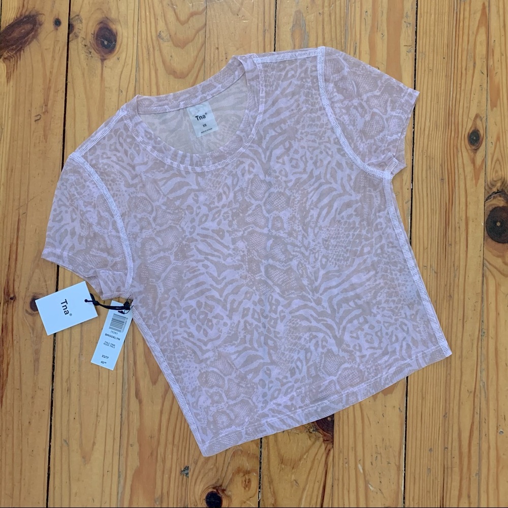 NWT TNA Brooklyn Pink Animal Print Mesh Top size XS